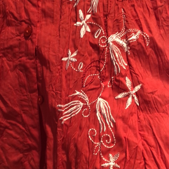 Red long sleeve blouse with stitching, crinkled look, sOliver, EUR 42/US12 - Picture 4 of 11